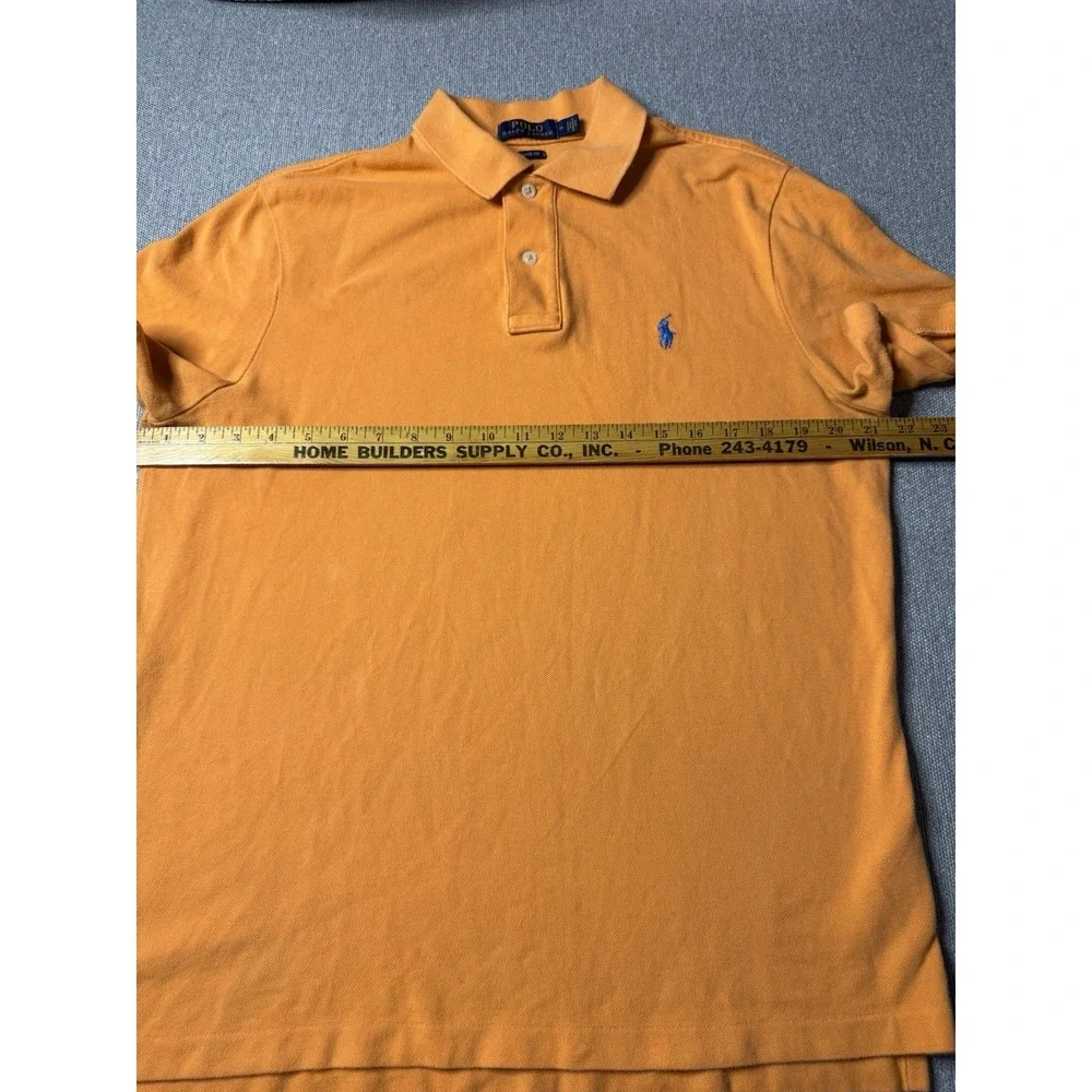 Polo Ralph Lauren Men's Med. Orange Polo Shirt Blue Emblem Short Sleeve Classic